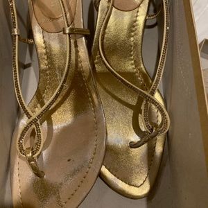 J. Crew gold Cristal Infinity Midheel sandal